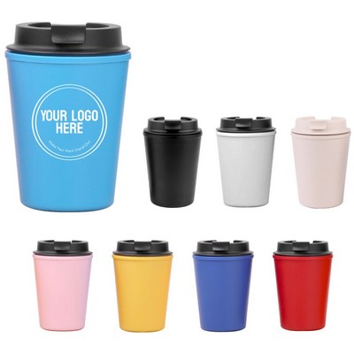 12 Oz Double Wall Bamboo Fiber Coffee Cup With Lid