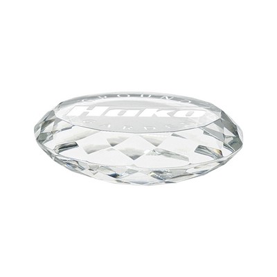 3 1/2" Round Faceted Paperweight