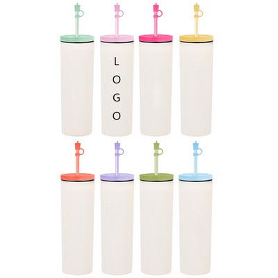 20OZ Double-Layer Vacuum Straight Threaded Cap Straw Cup