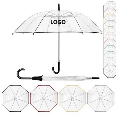 47" Arc Clear Bubble Dome Umbrella w/ Hook Handle