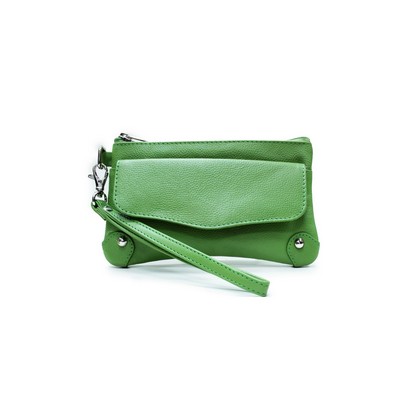 Ashlin® Lime Green Pebbled Cowhide Mini Cosmetic & Phone Wristlet