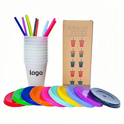 475ml Thermochromic Single Wall PP Tumbler with Straw and Custom Logo
