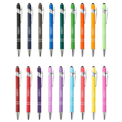 Soft-Touch Aluminum Ballpoint Pen w/ Stylus Top