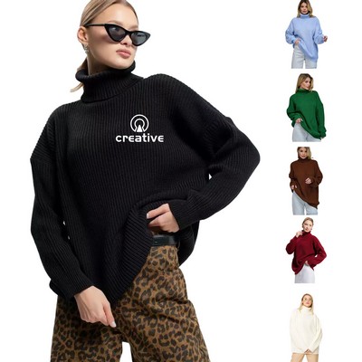 Turtleneck Knit Sweaters For Woman