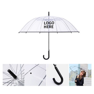 47" Transparent Bubble Dome Umbrella with Hook Grip
