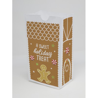 Short SOS 4# Full Color 4-Sided White Paper Bag (5" x 8.5" x 3.125")
