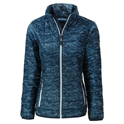 Cutter and Buck Ladies Rainier PrimaLoft® Eco Insulated Full Zip Printed Puffer Jacket