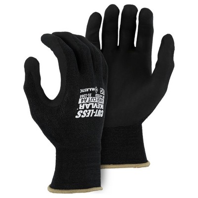 Cut-Less Kevlar Glove with Micro Foam Nitrile Palm, 18g, ANSI A4. Sold by the dozen.
