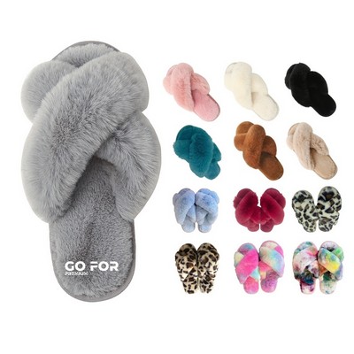 Winter Soft Slippers Plush Cozy Open Toe House Shoes