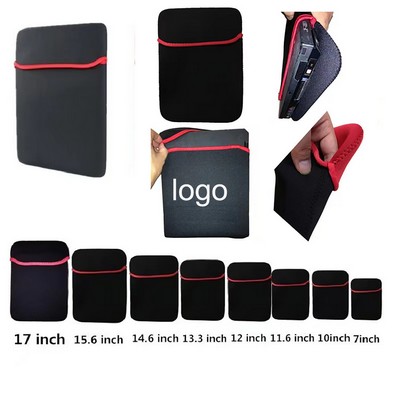 14" Black Neoprene Laptop Sleeve with Flap Cover